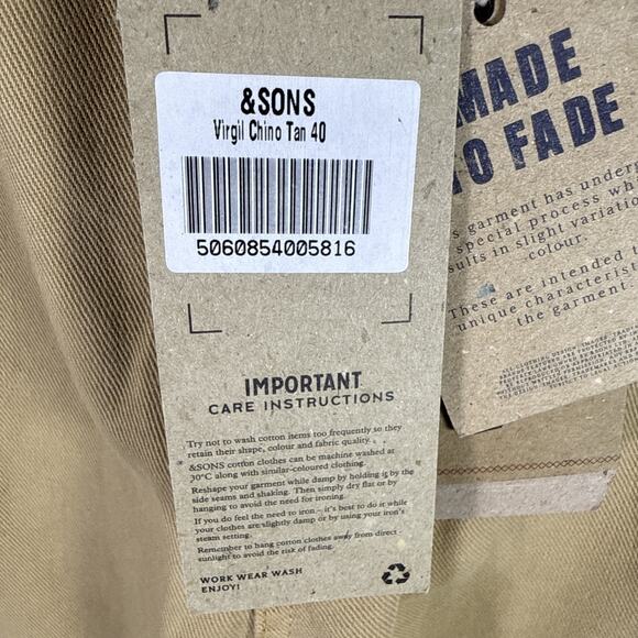 & Sons Trading Co Virgil Chino Men 40x33 Khaki Pants Trouser Workwear New NWT - Picture 6 of 14